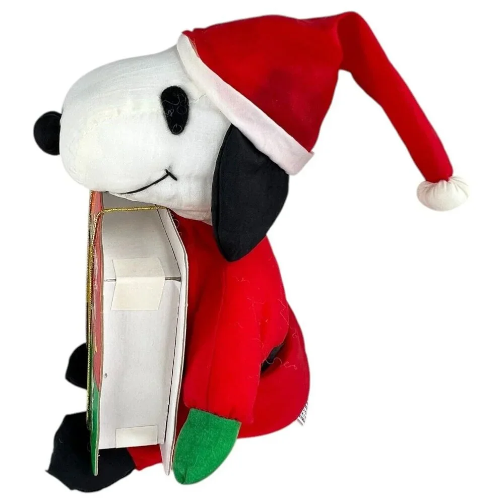 3 Peanuts Snoopy Christmas Nylon Plush Reindeer Elf Santa Stuffed Animal Whitman